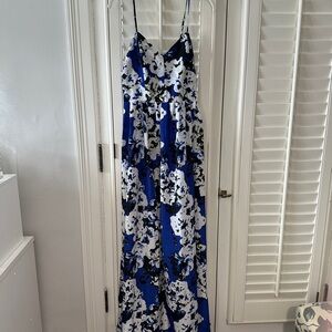 Parker Blue and White Floral Maxi Dress